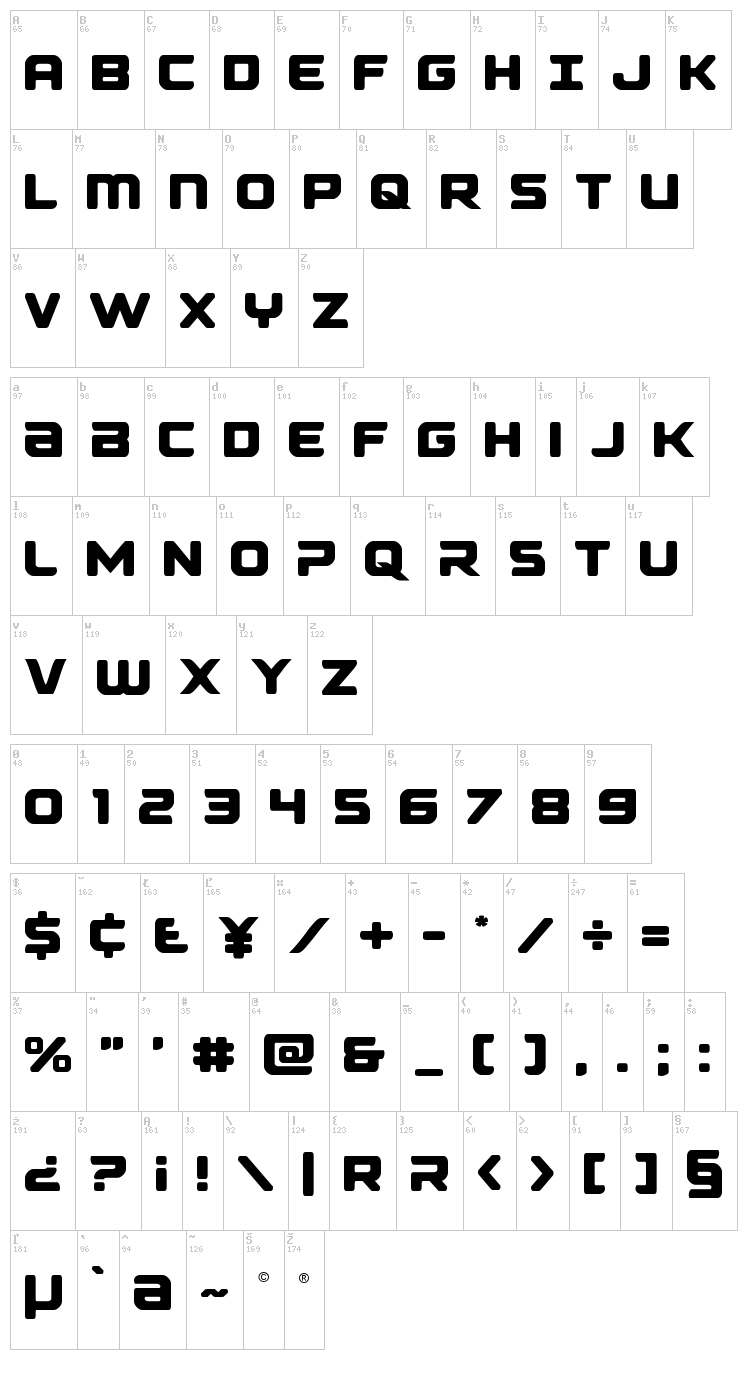 Falcon Punch font map