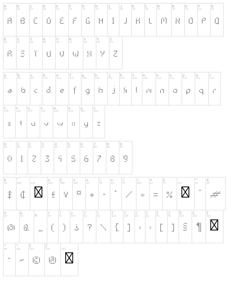 Galactica S font map