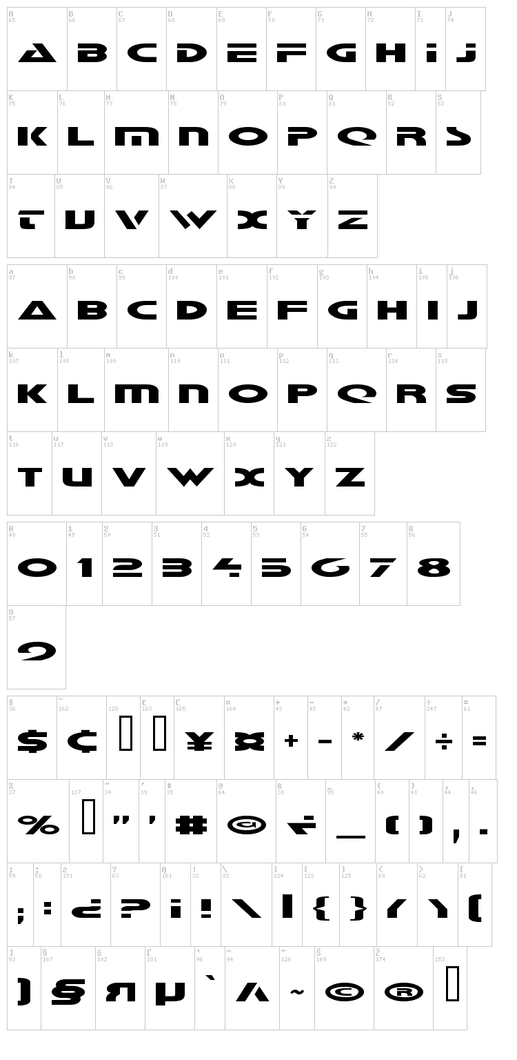 Galant font map