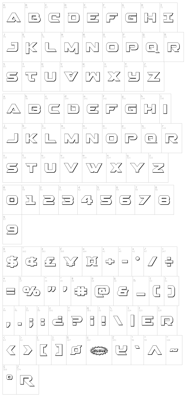 Gemina 2 font map