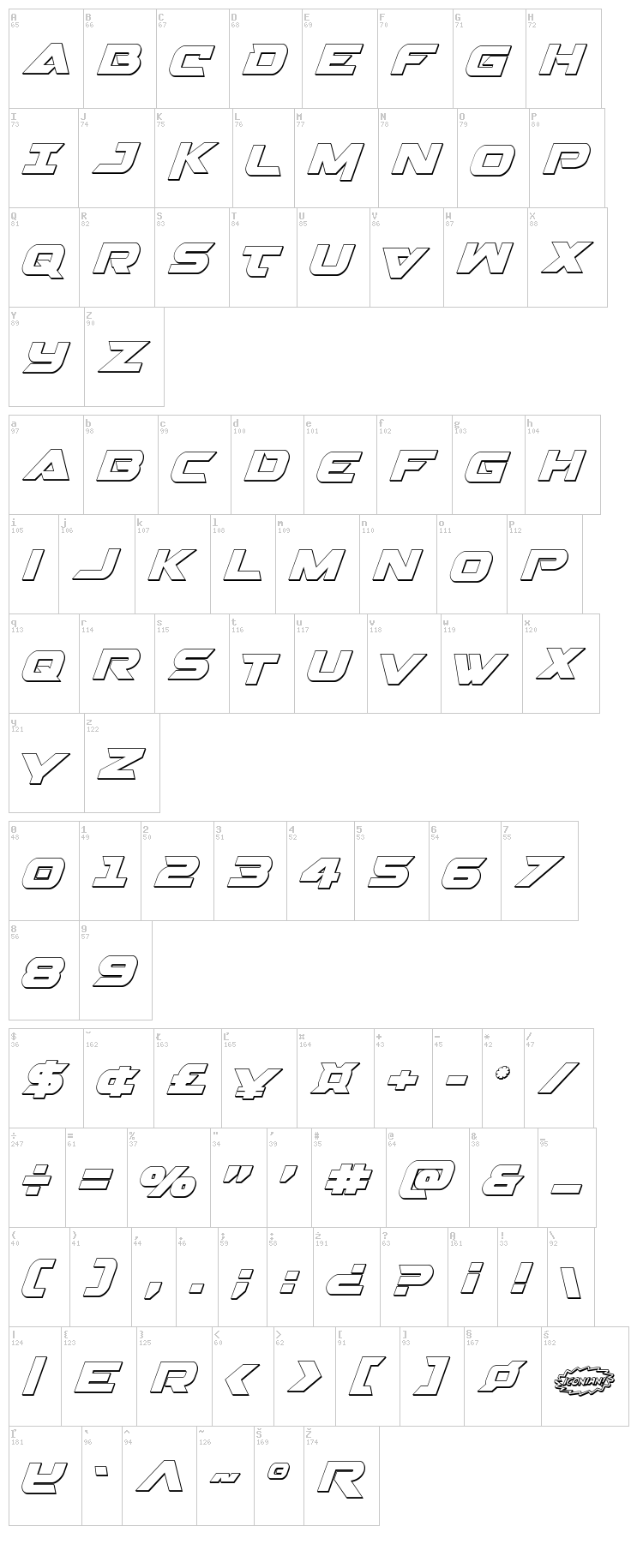 Gemina 2 font map
