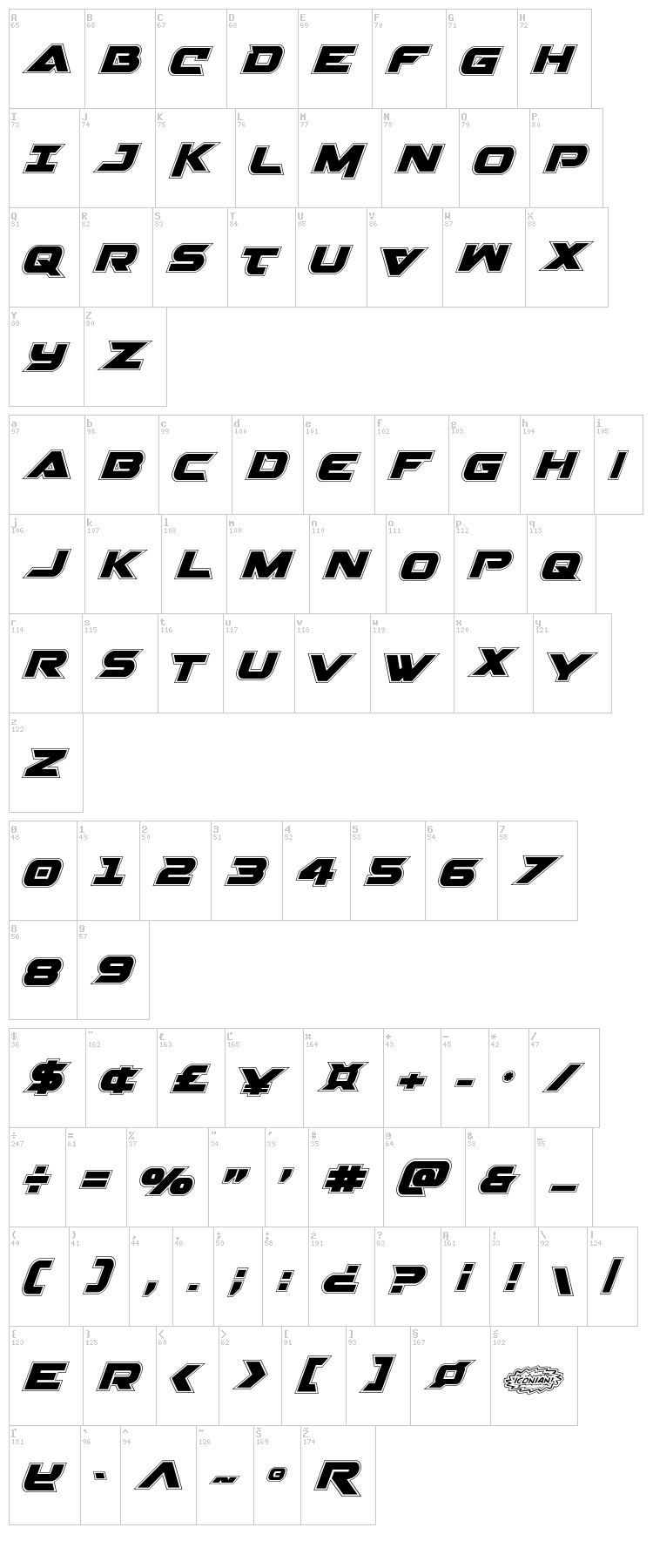 Gemina 2 font map