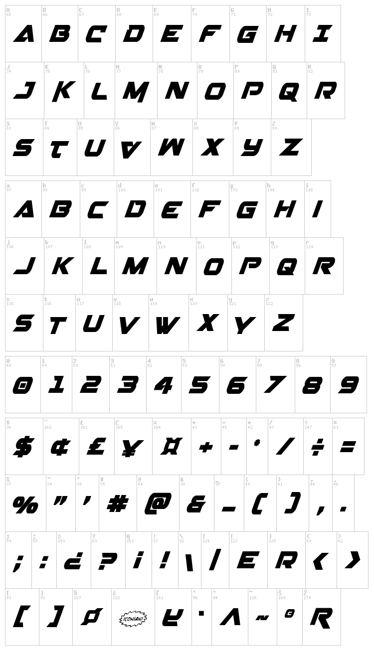 Gemina 2 font map