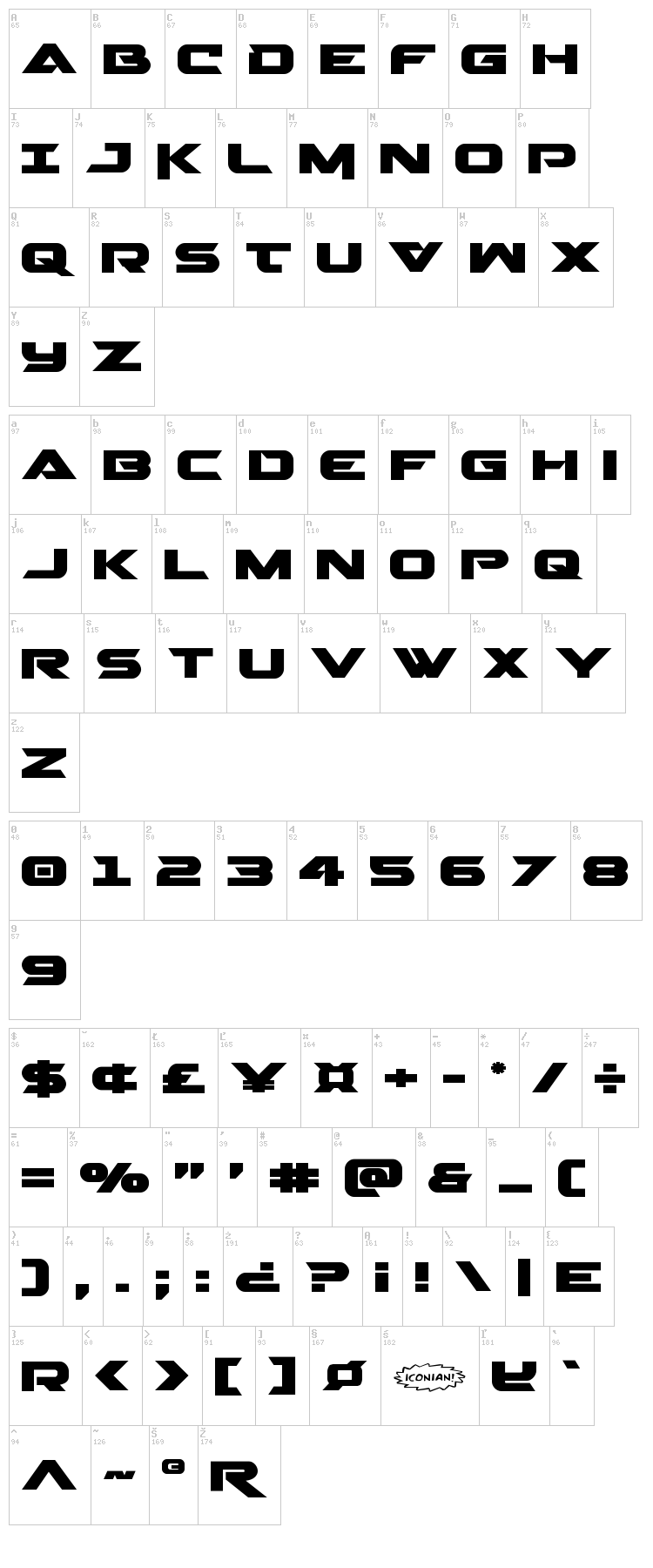 Gemina 2 font map