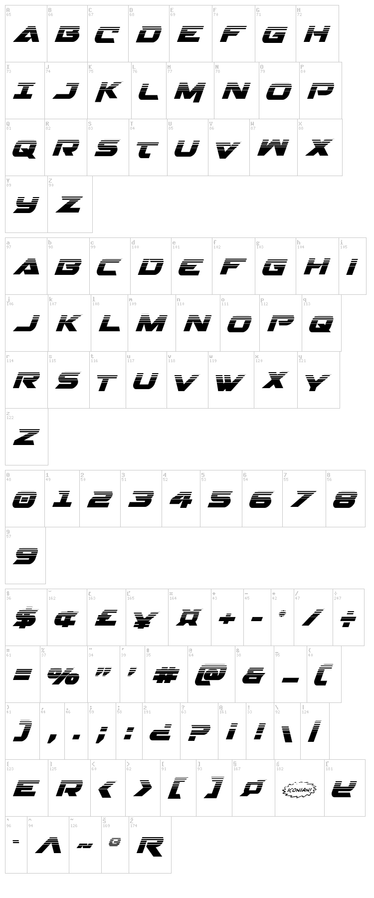 Gemina 2 font map