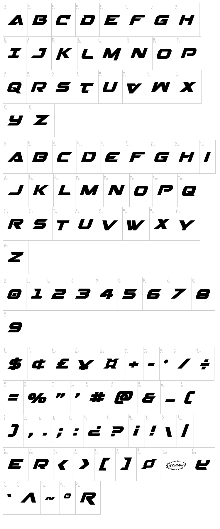 Gemina 2 font map
