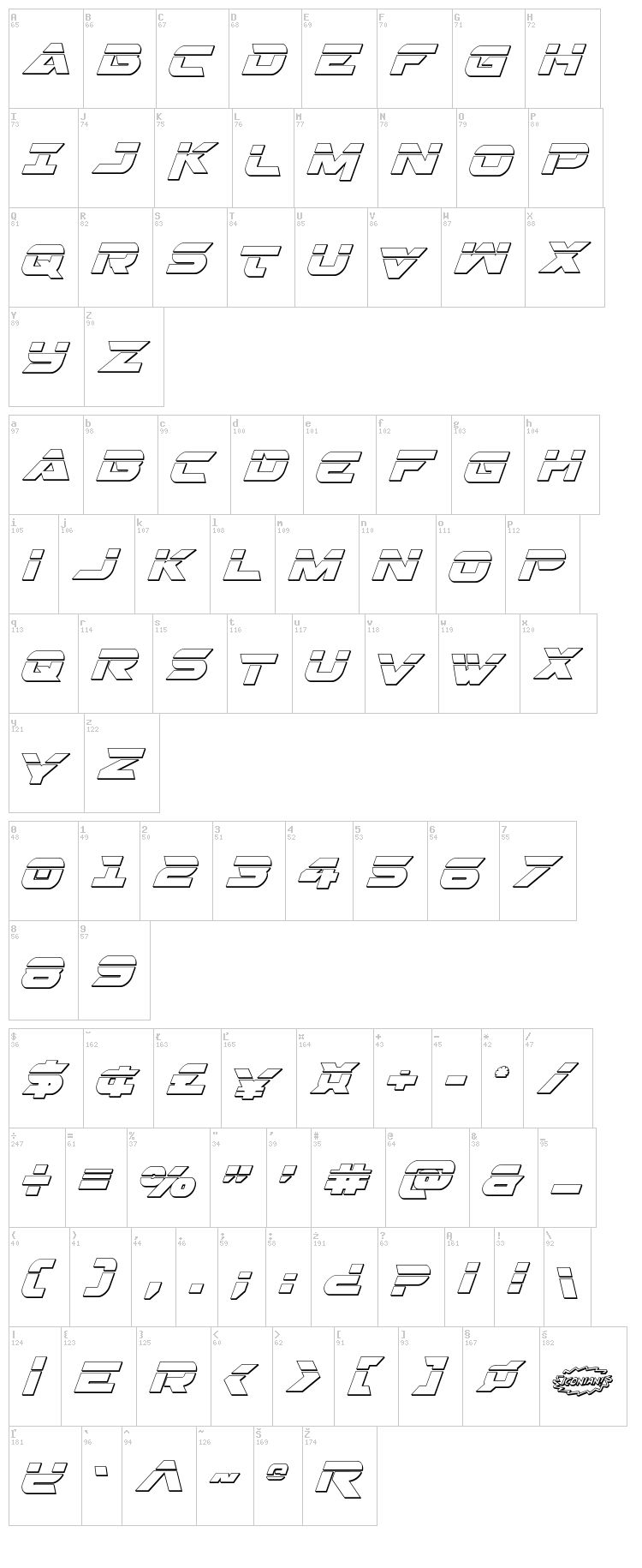 Gemina 2 font map