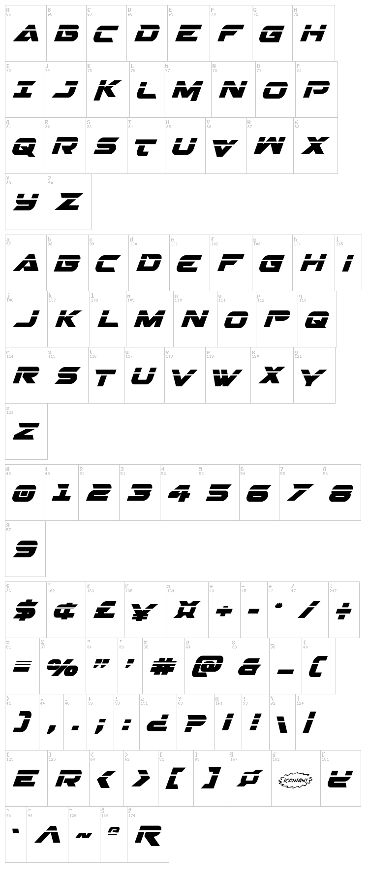 Gemina 2 font map