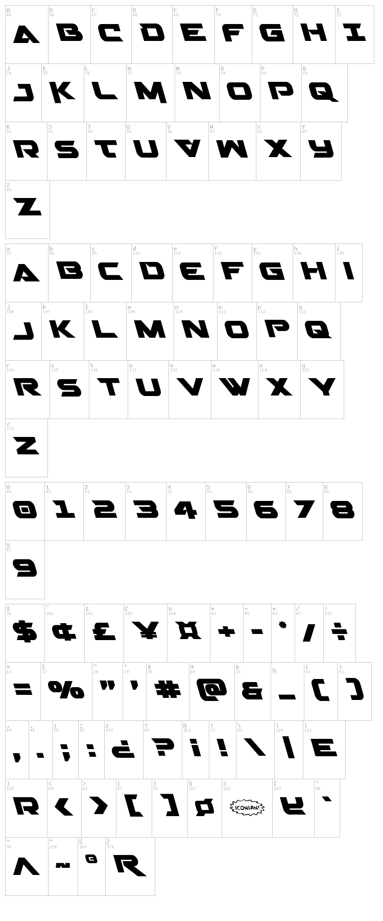 Gemina 2 font map