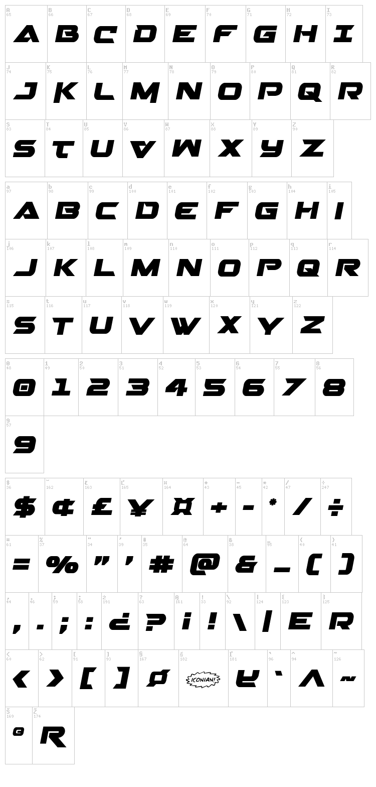 Gemina 2 font map