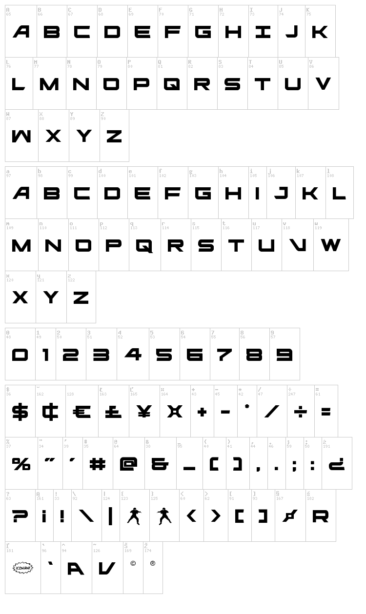 Ghost Clan font map