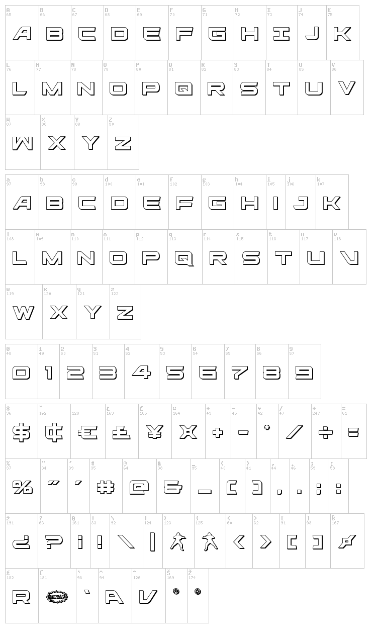 Ghost Clan font map