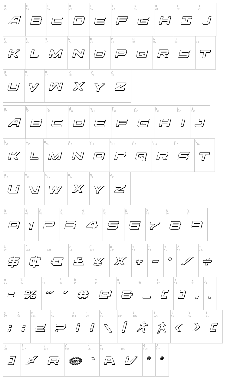 Ghost Clan font map