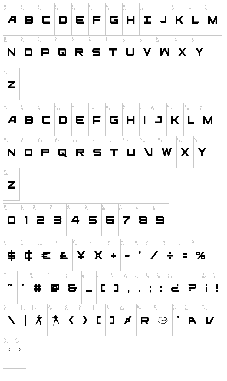 Ghost Clan font map