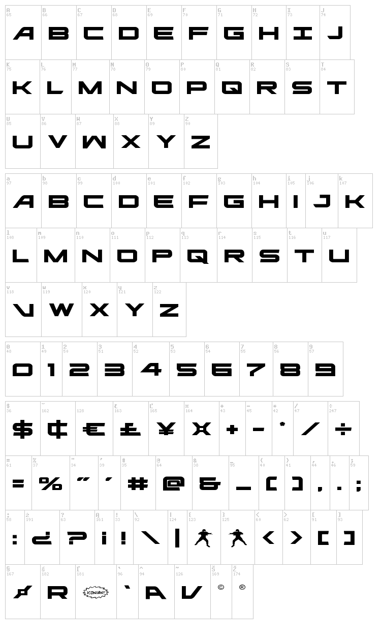 Ghost Clan font map