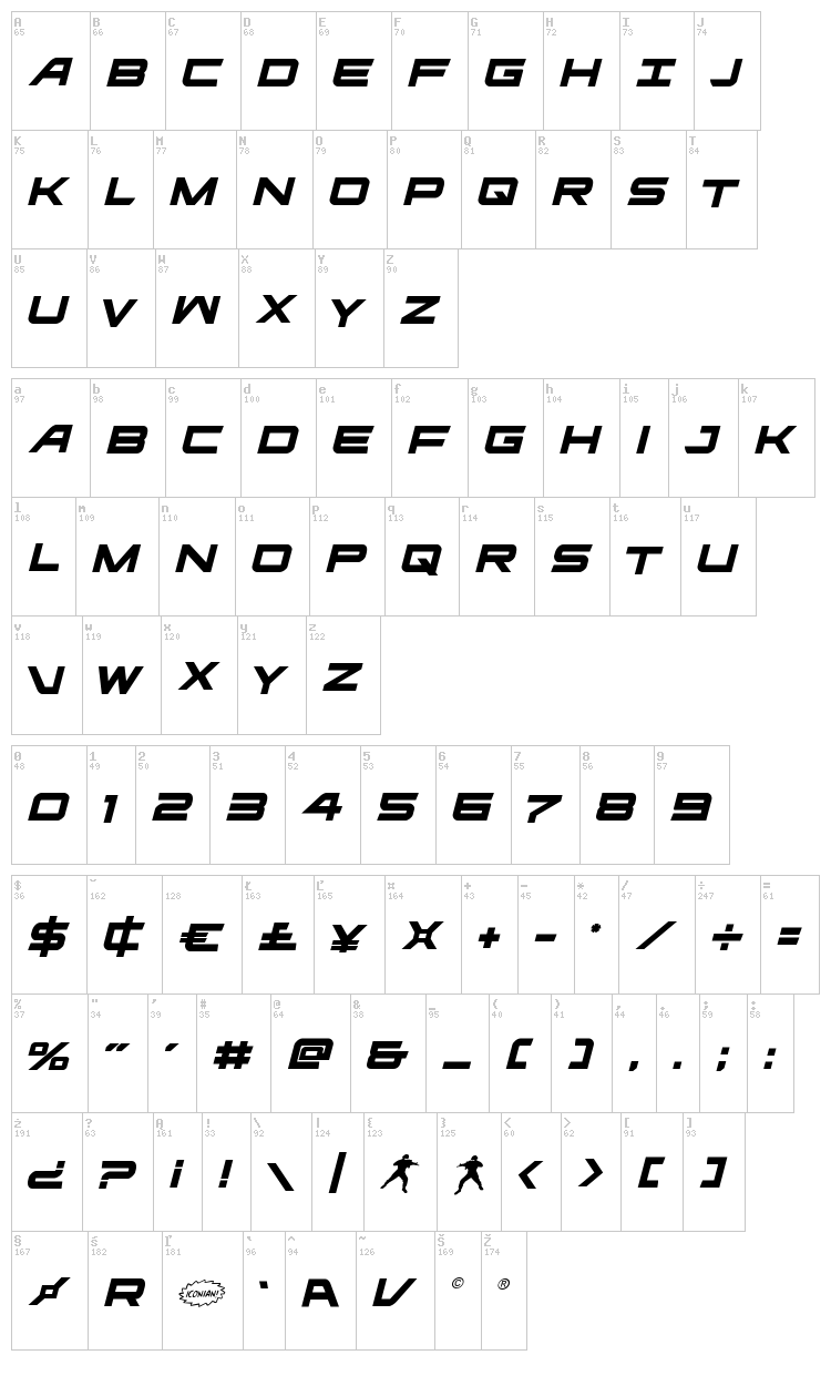 Ghost Clan font map