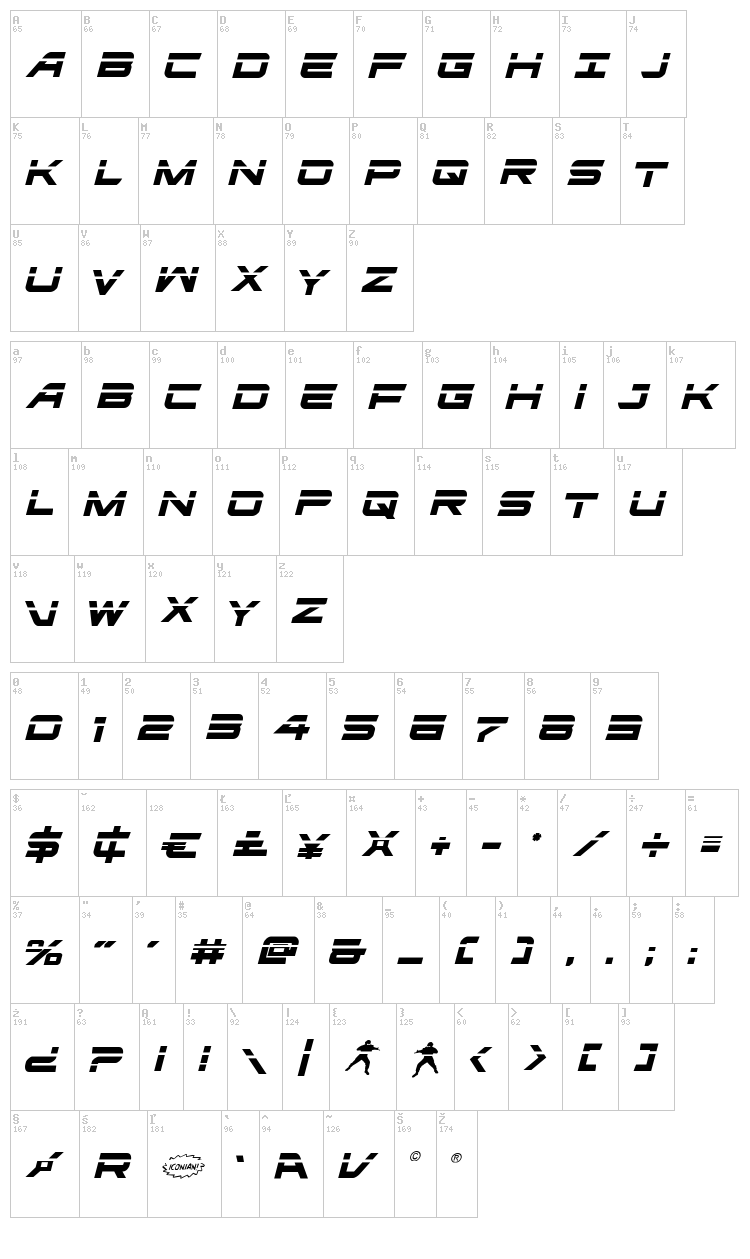Ghost Clan font map