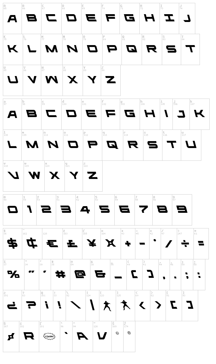 Ghost Clan font map