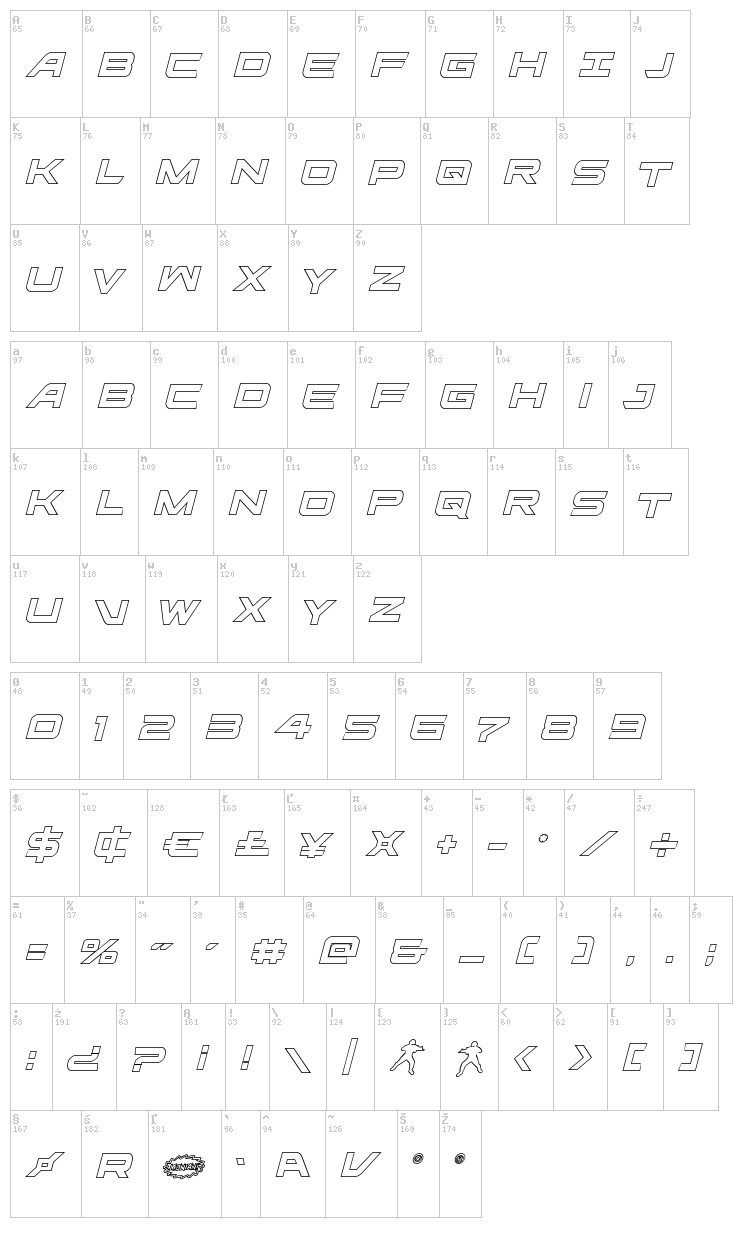 Ghost Clan font map
