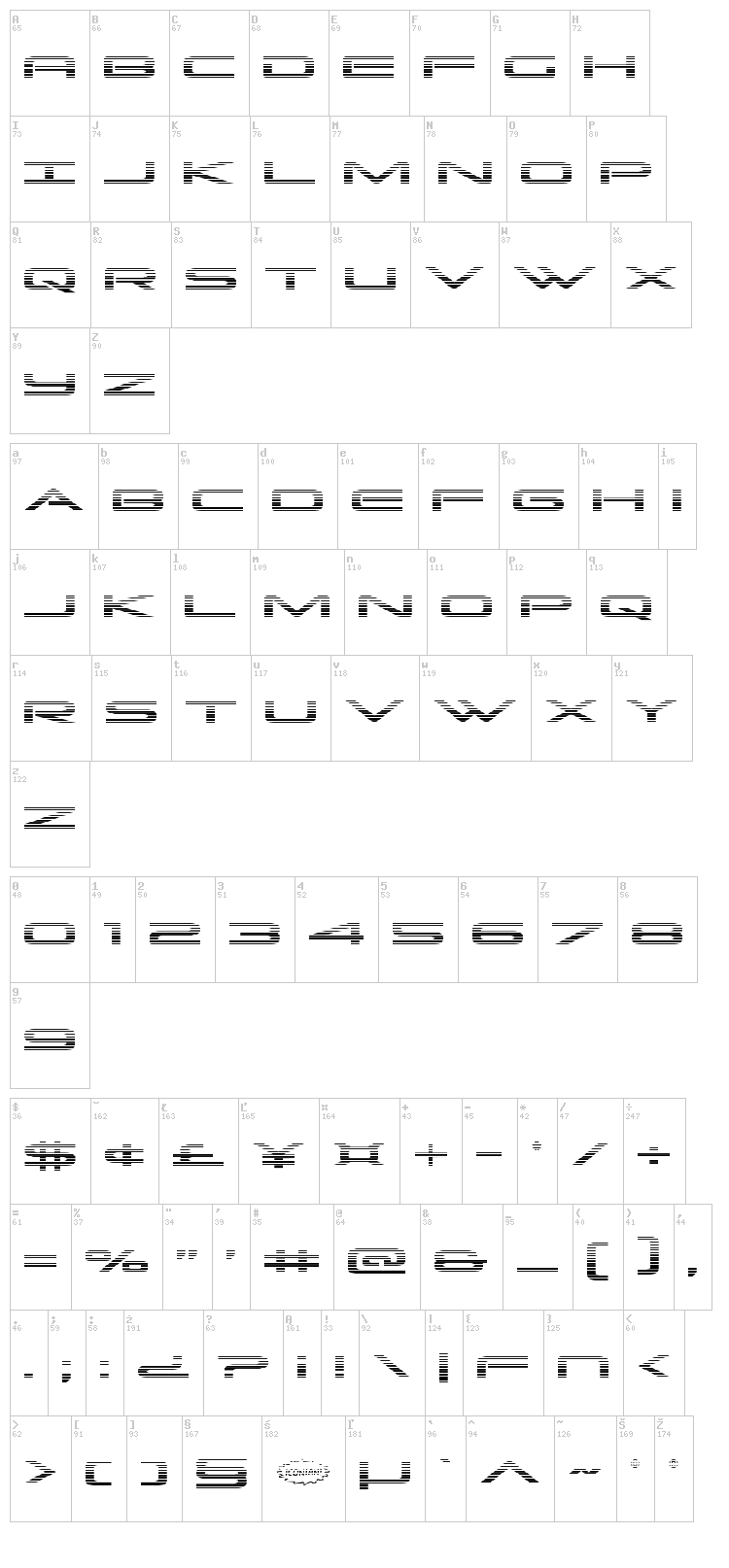 Grand Sport font map