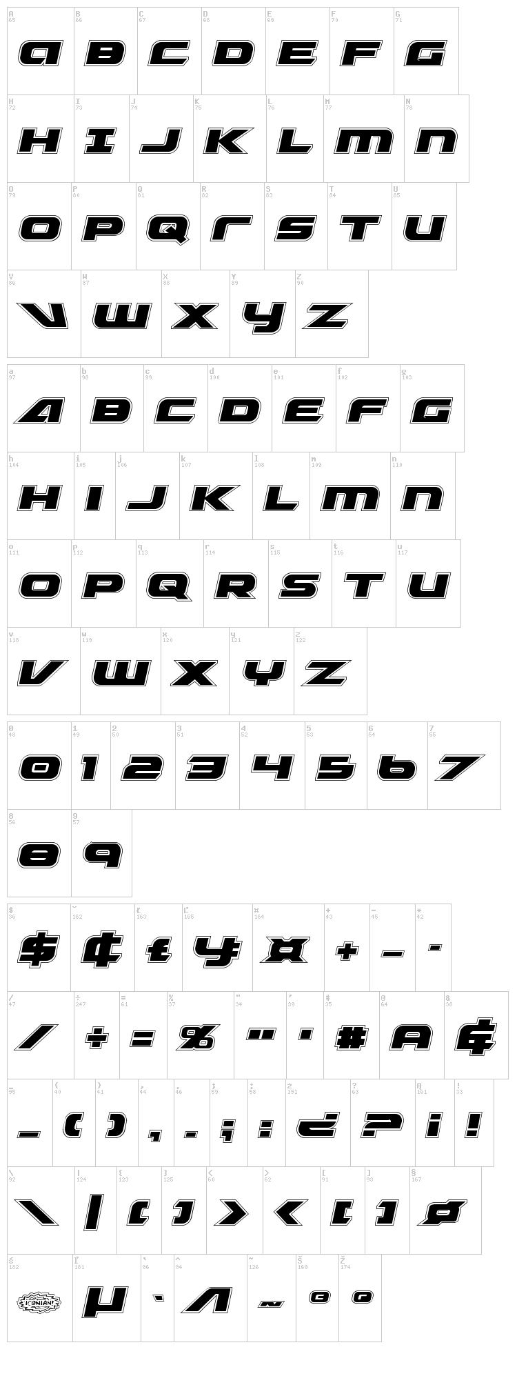 Graymalkin font map