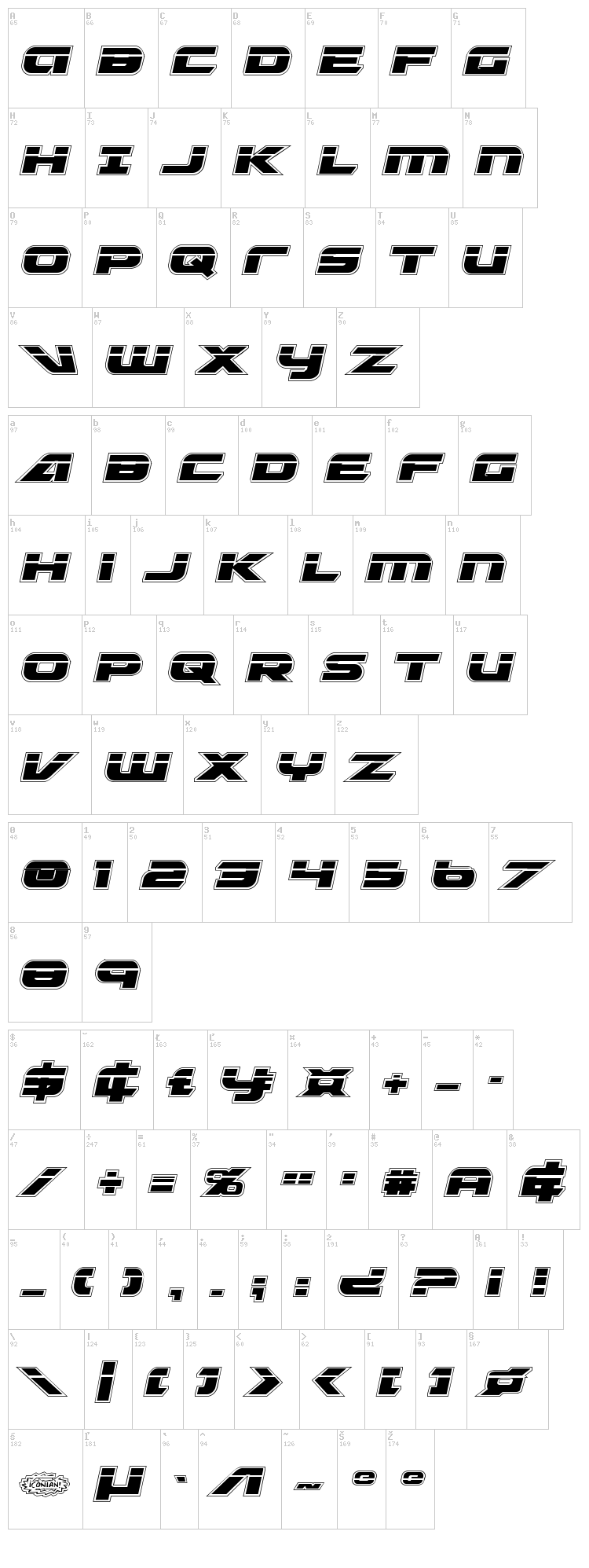 Graymalkin font map