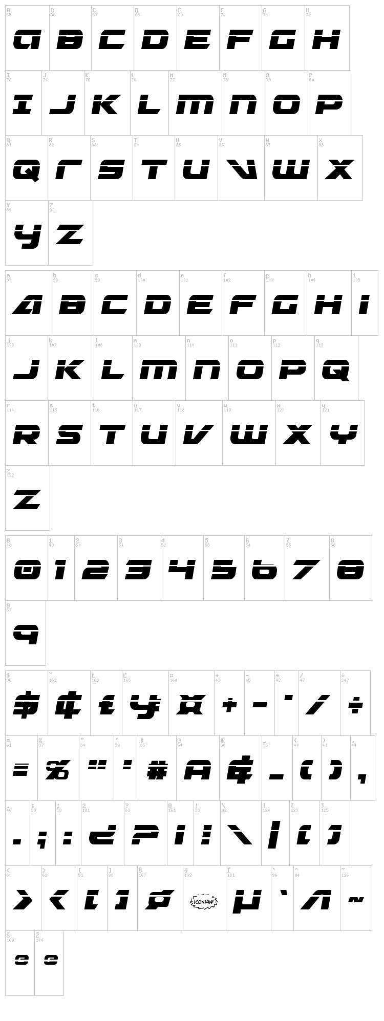 Graymalkin font map