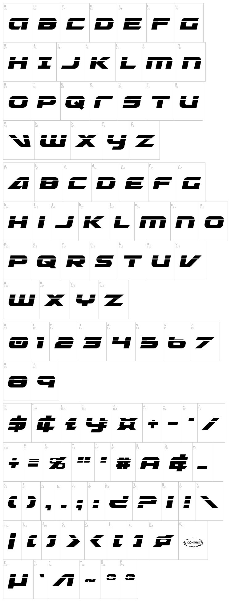 Graymalkin font map