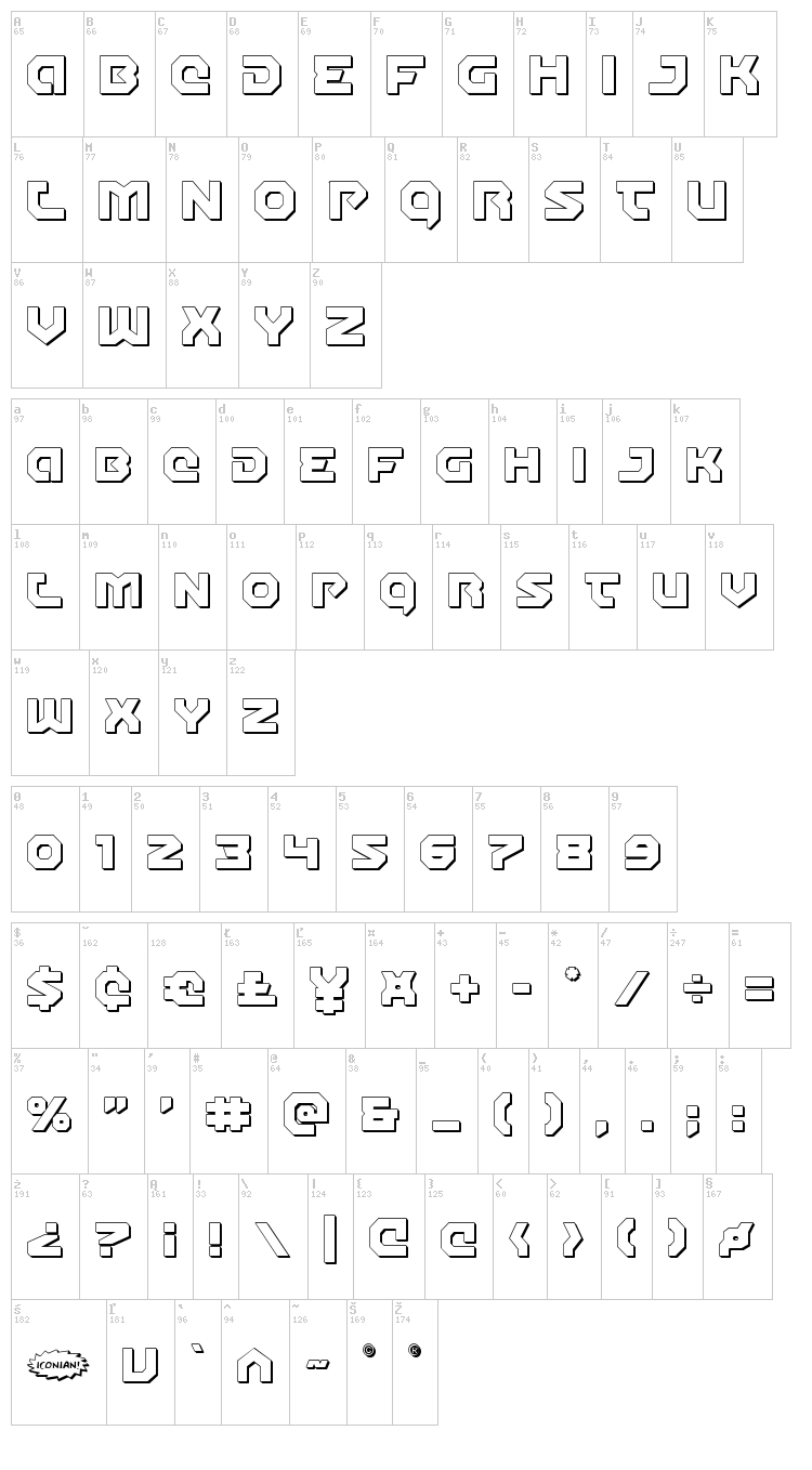 Gunner Storm font map