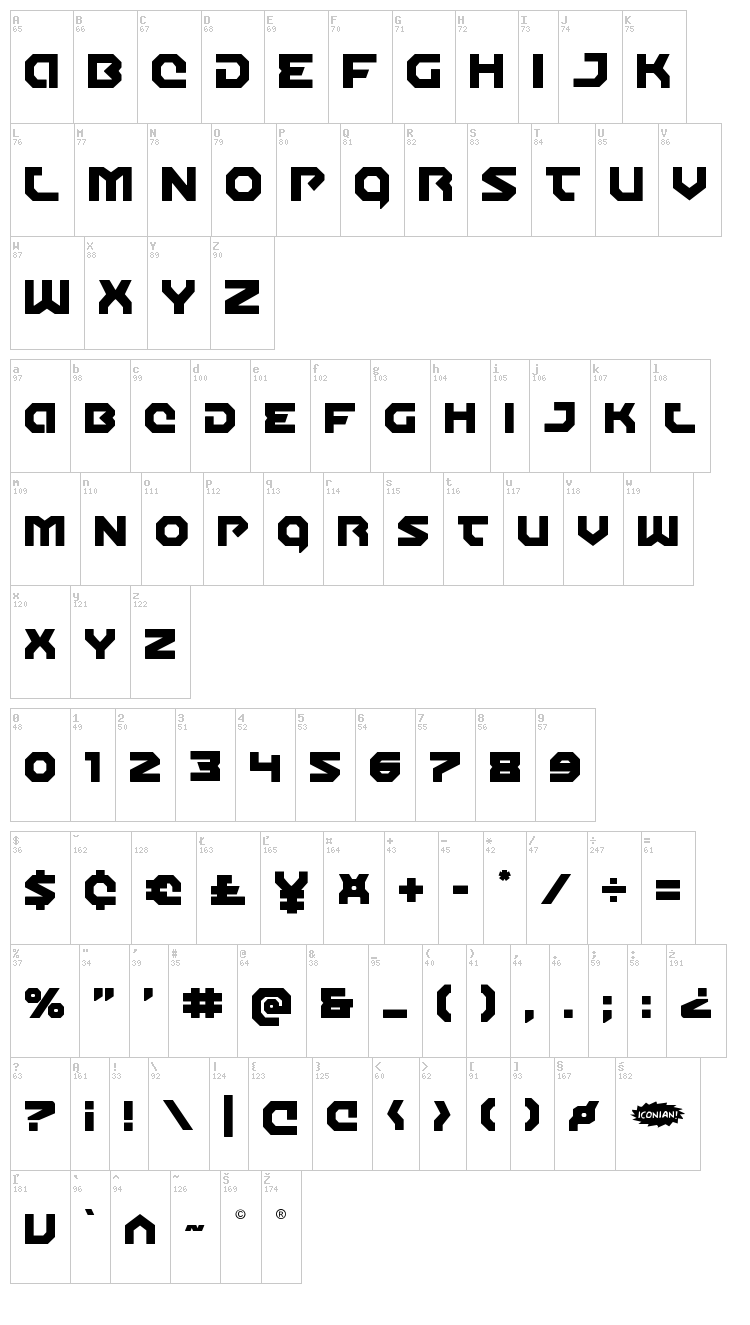 Gunner Storm font map