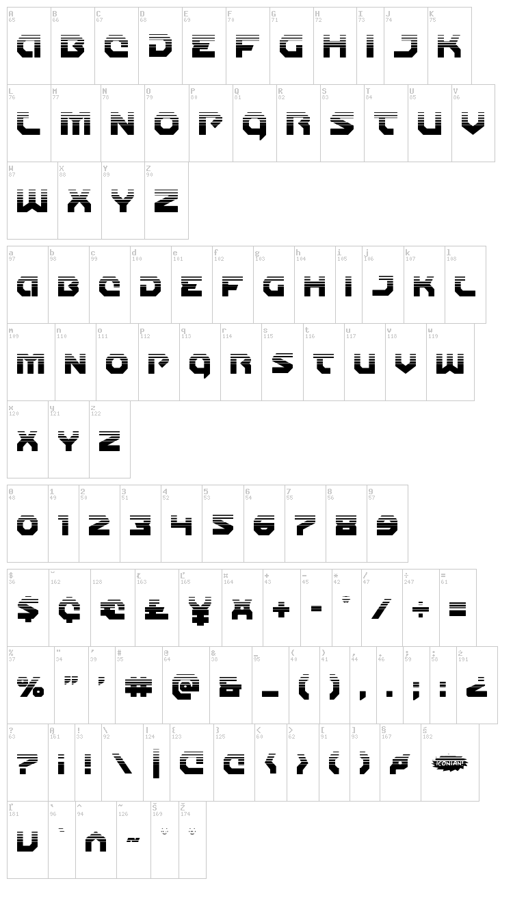 Gunner Storm font map