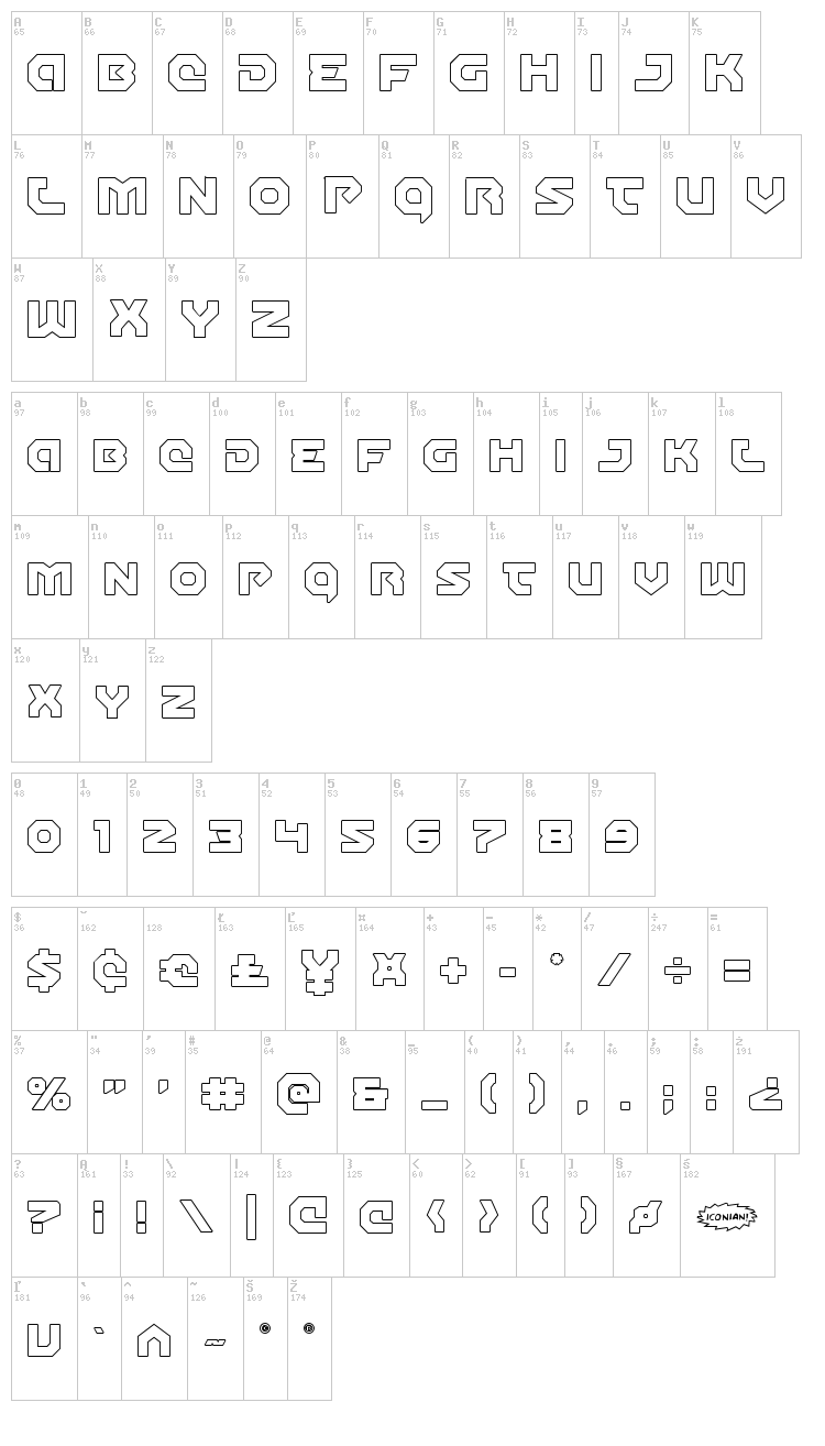 Gunner Storm font map
