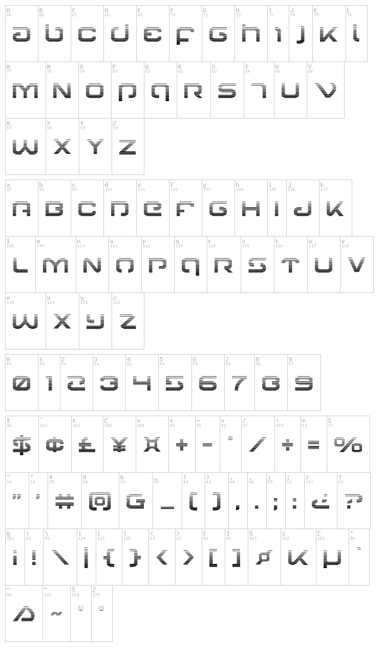 Gunrunner font map