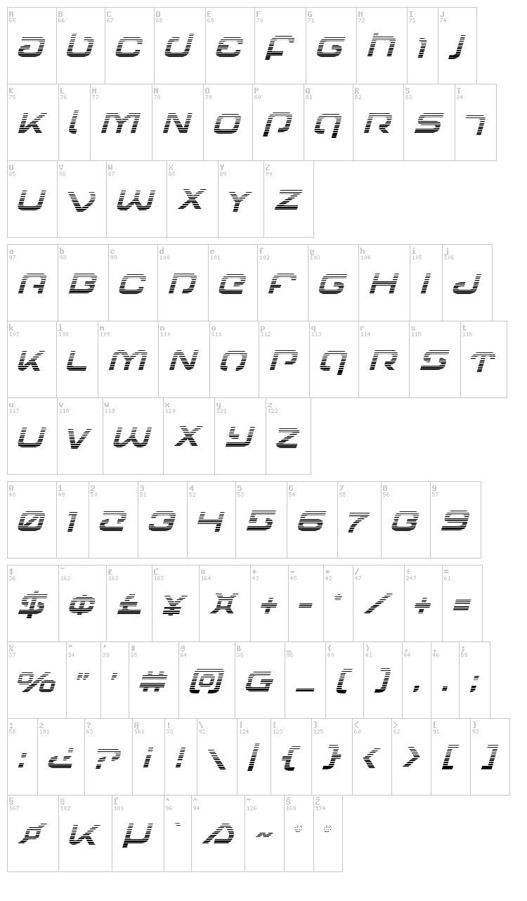 Gunrunner font map