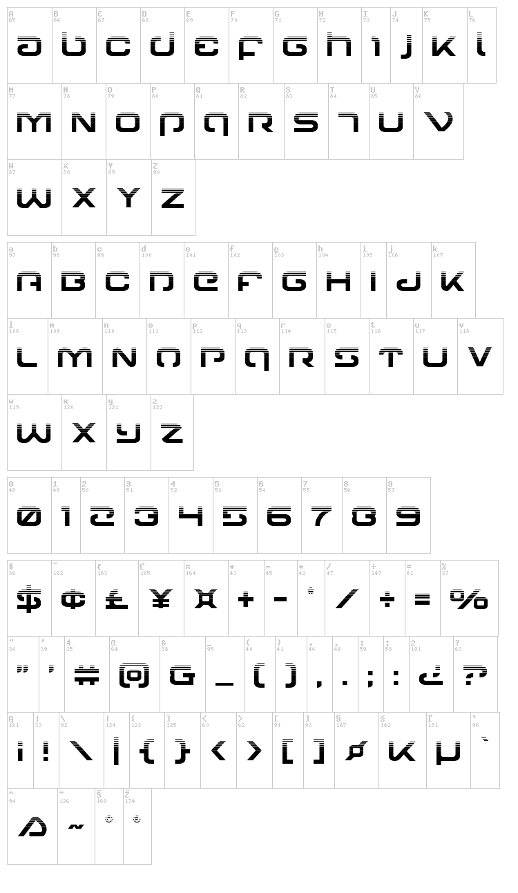 Gunrunner font map