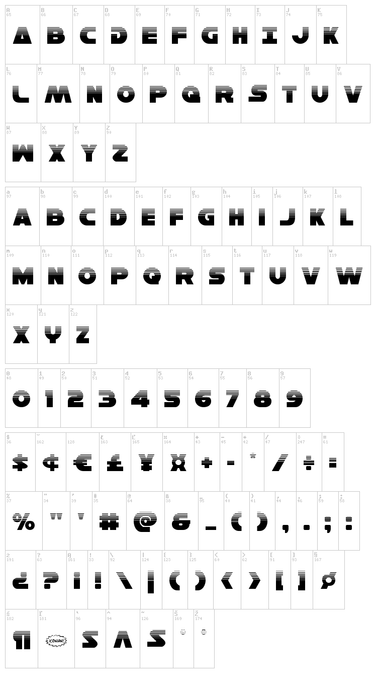 Han Solo font map