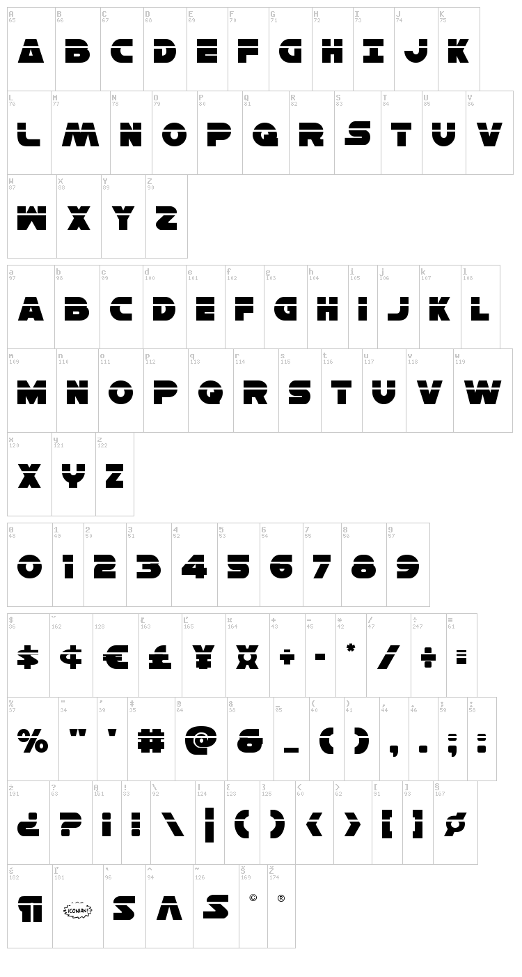Han Solo font map
