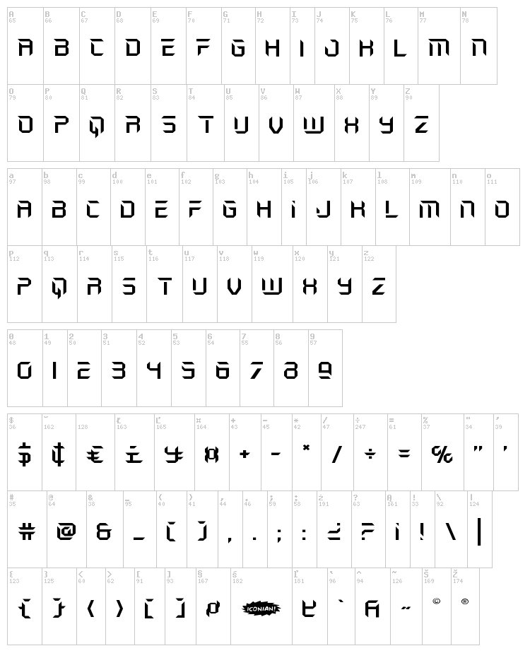 Holo-Jacket font map