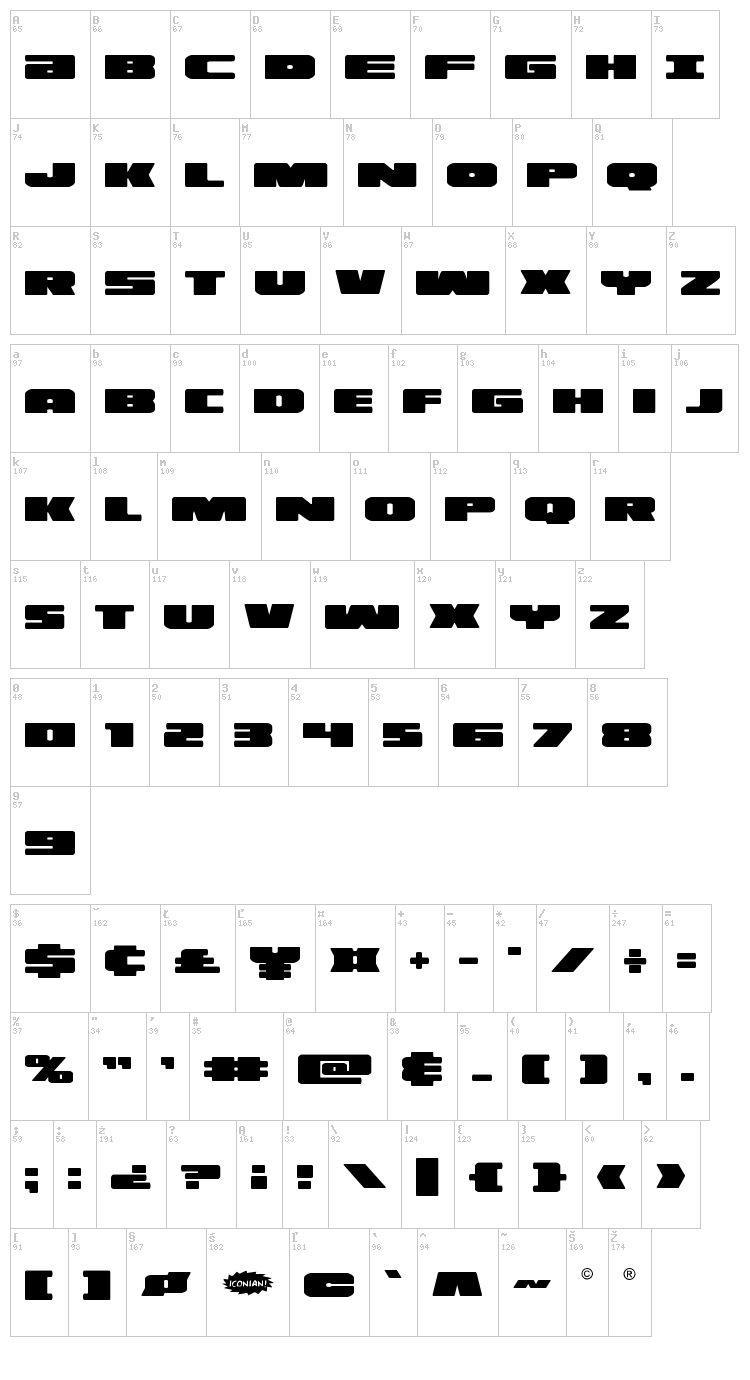 Illumino font map