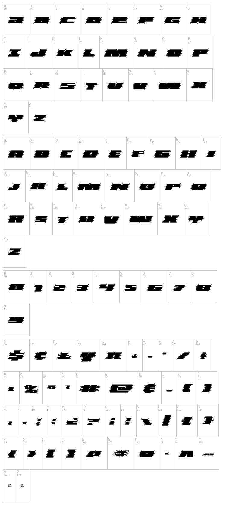 Illumino font map