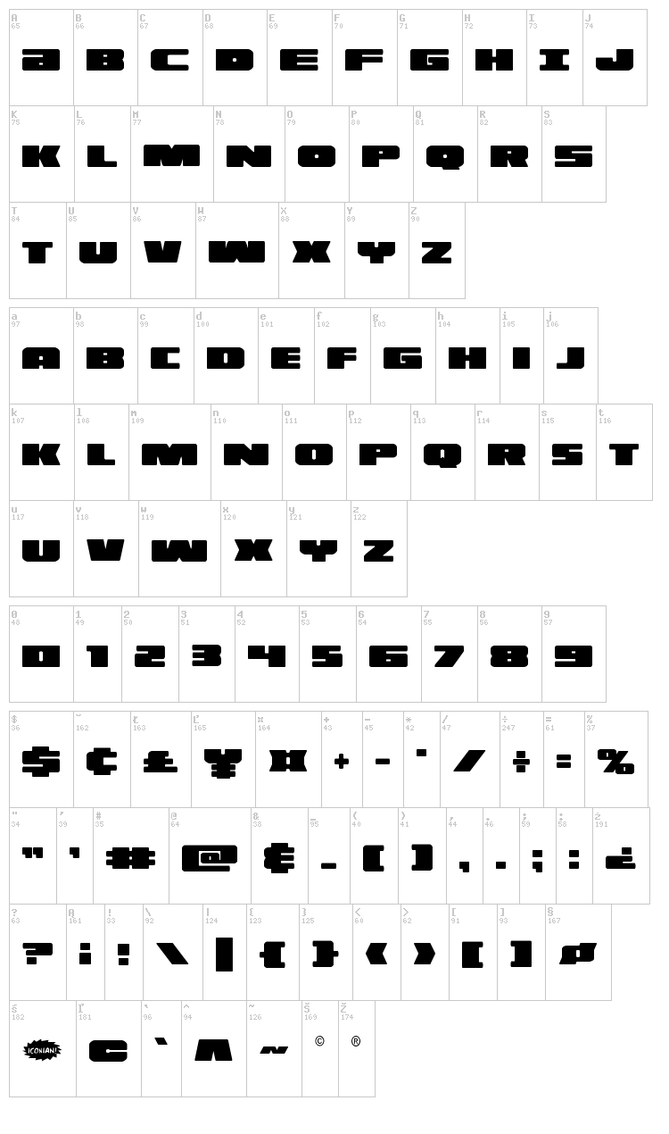 Illumino font map
