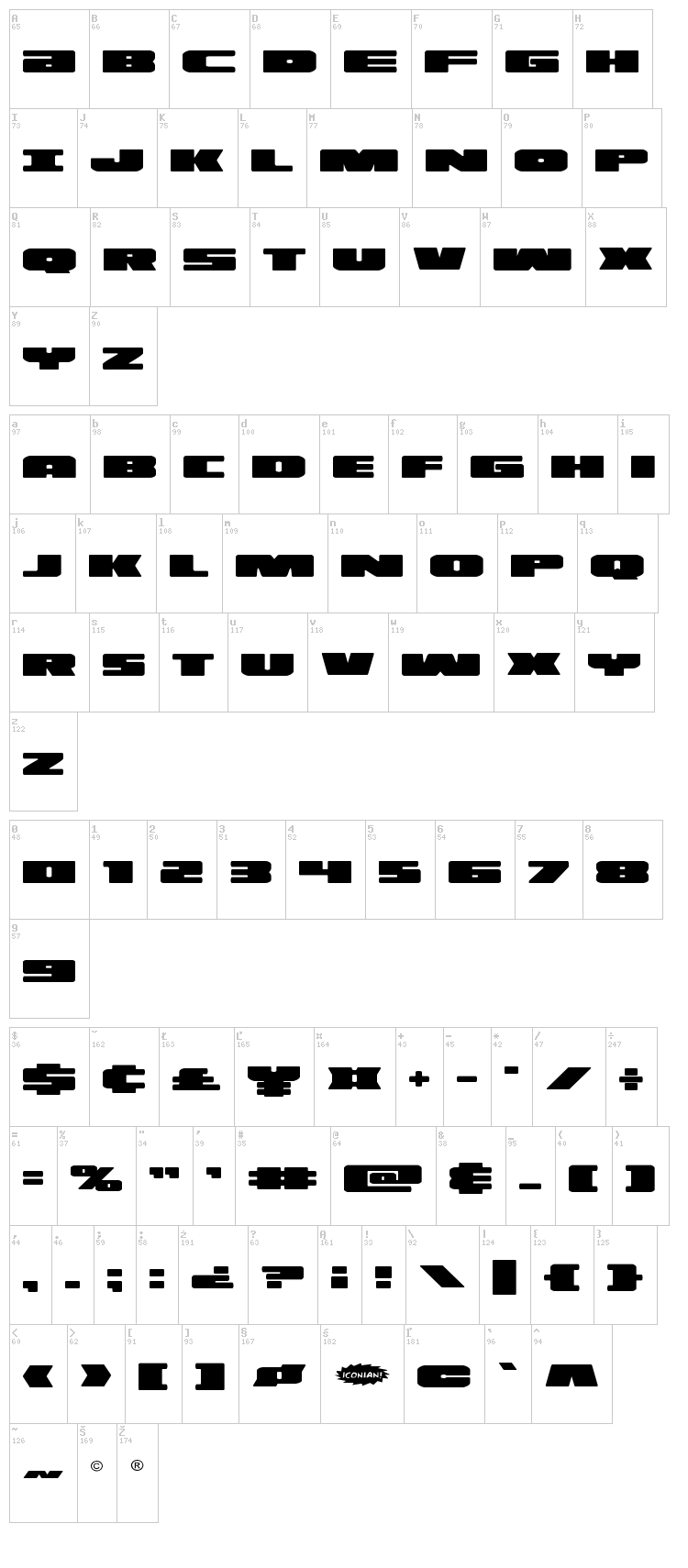 Illumino font map