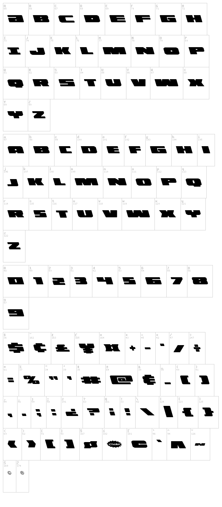 Illumino font map