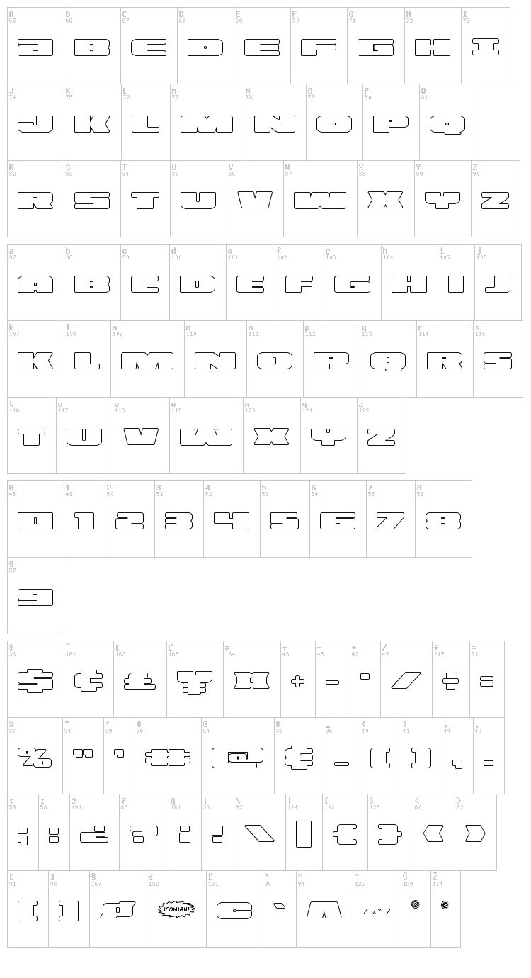 Illumino font map