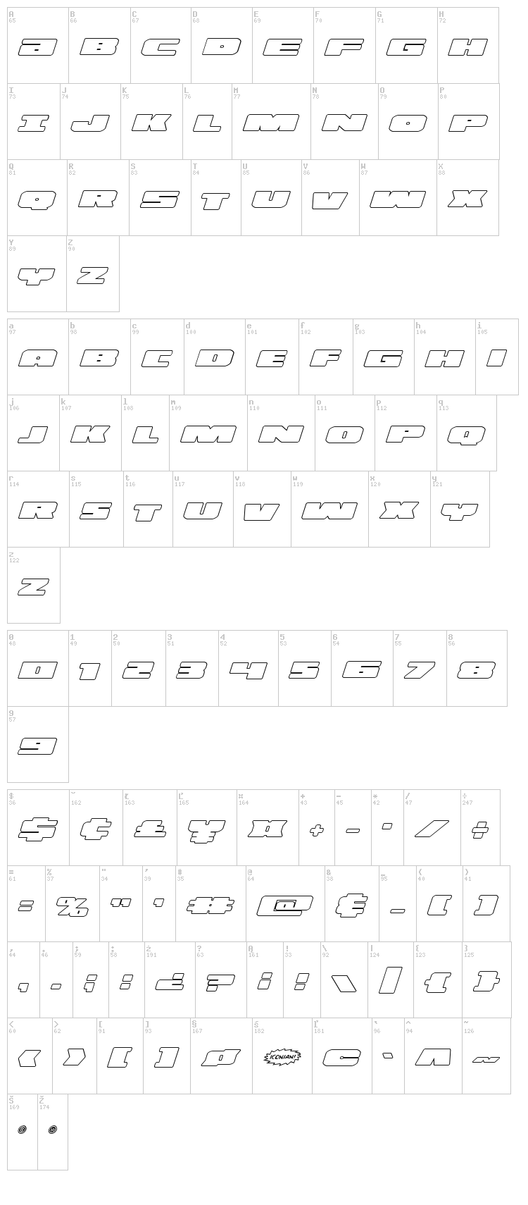 Illumino font map