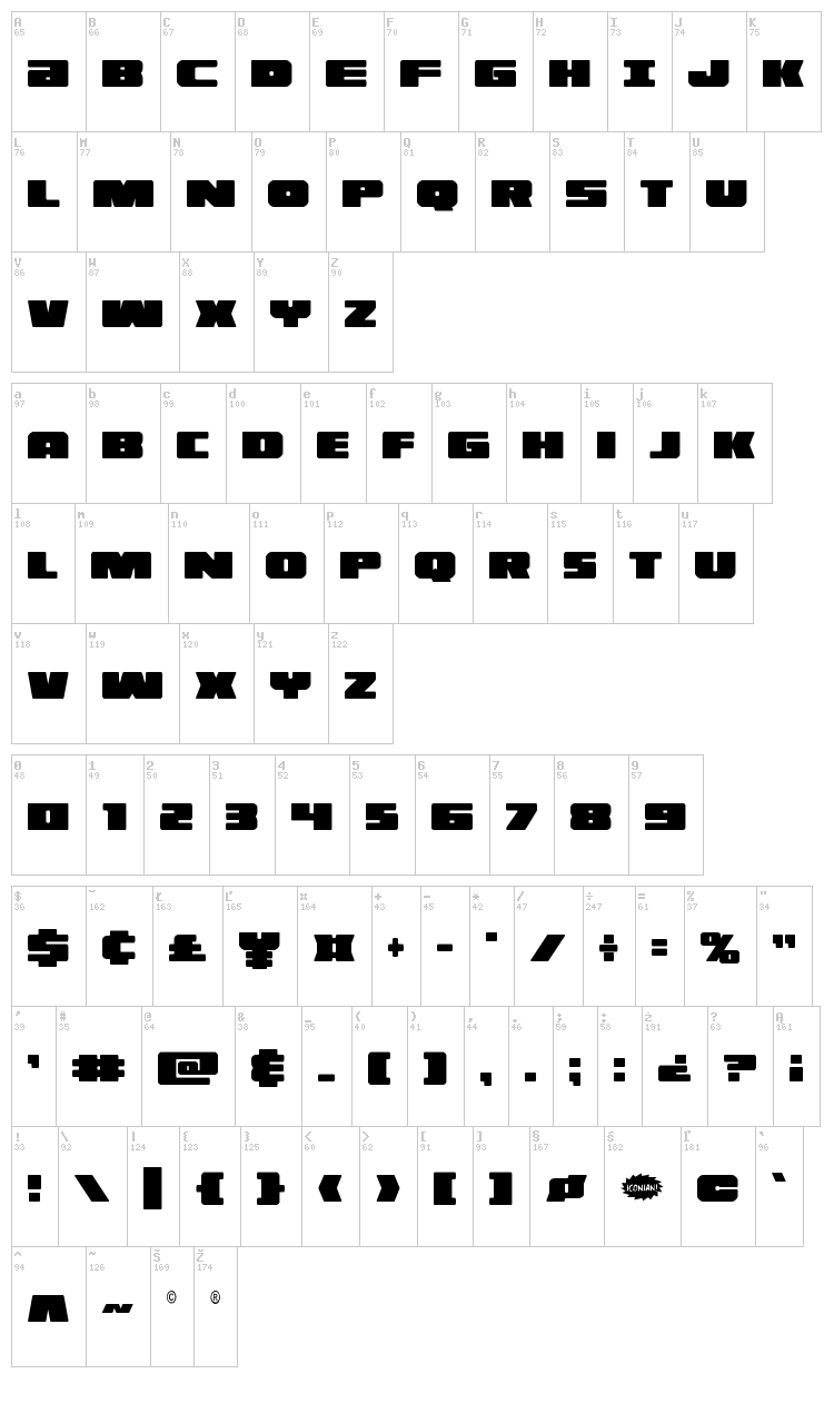 Illumino font map