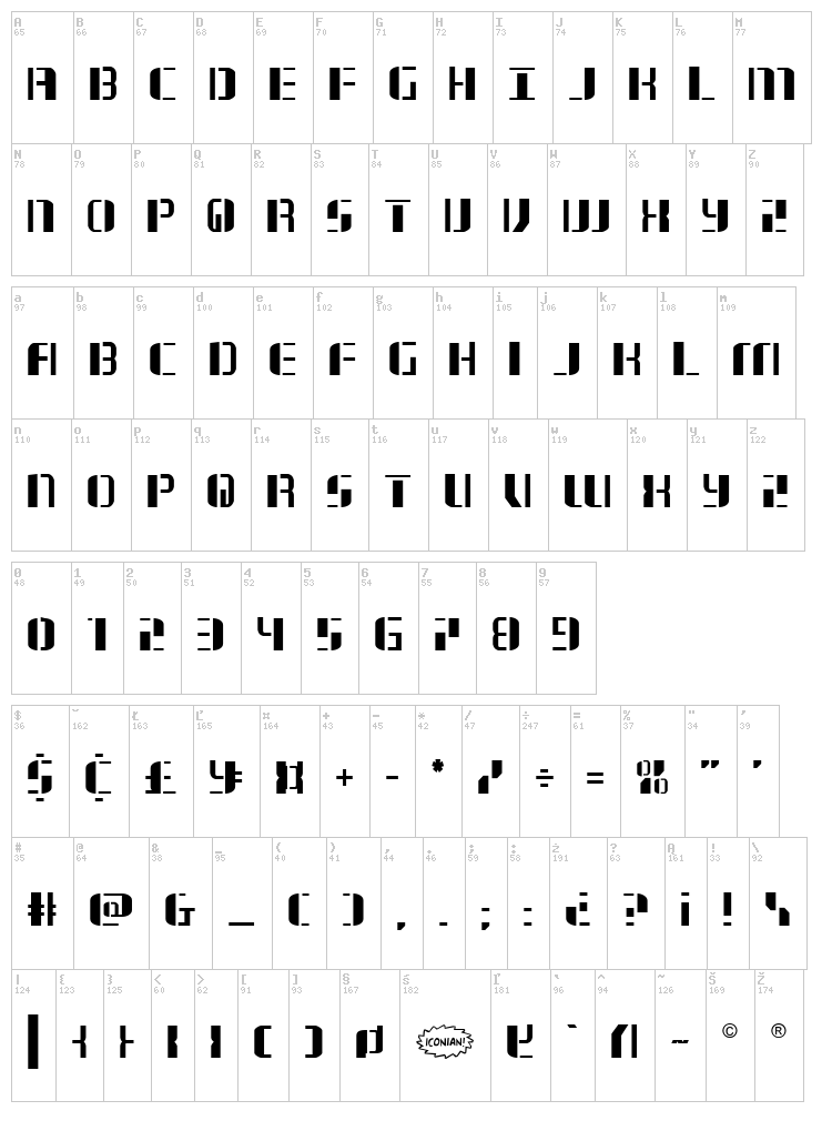 Jetway font map