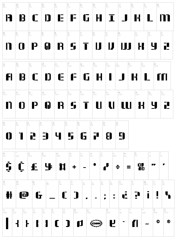 Jetway font map