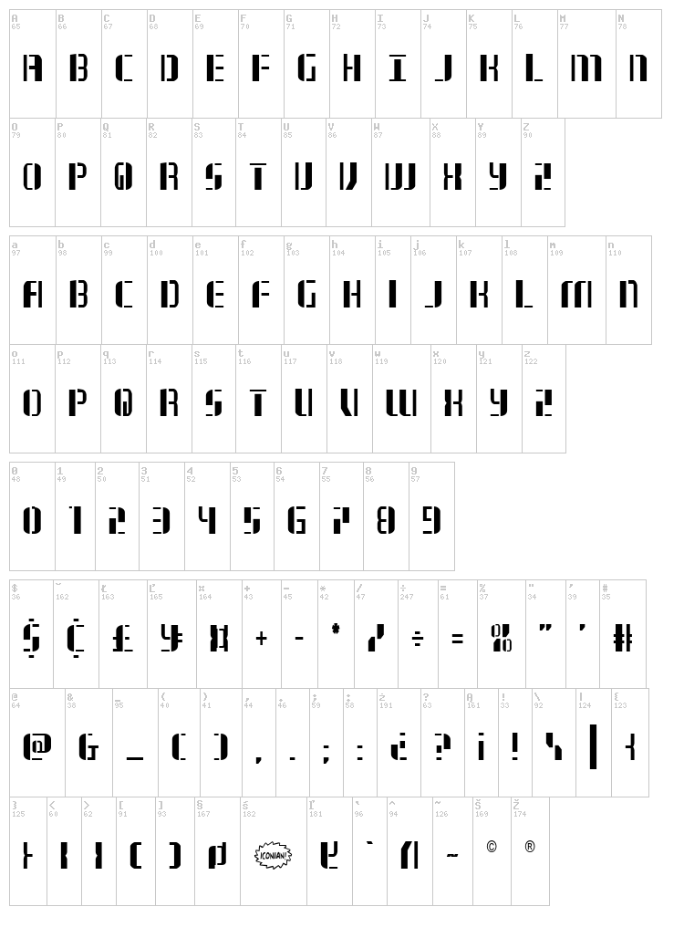 Jetway font map