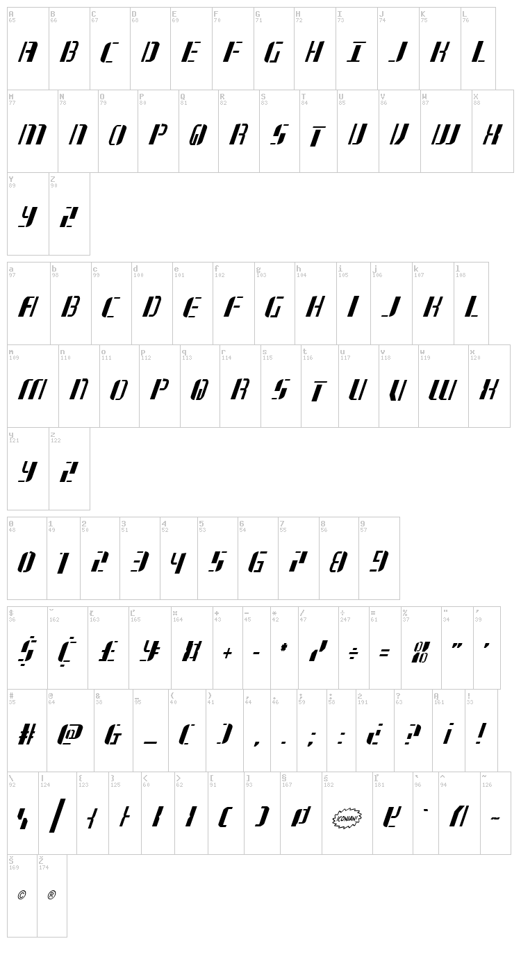 Jetway font map